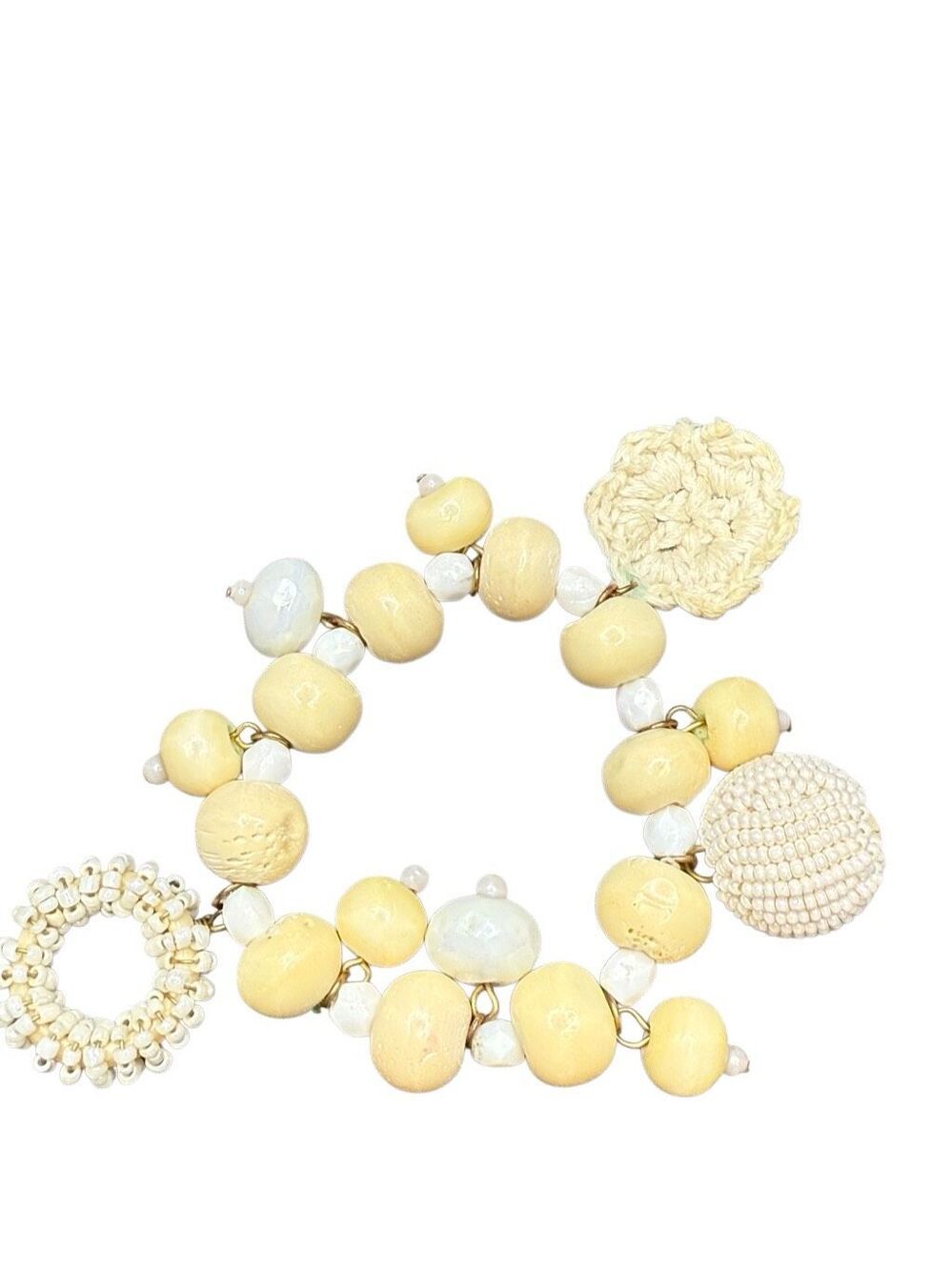Nordstrom Elastic Cream Beaded Bracelet